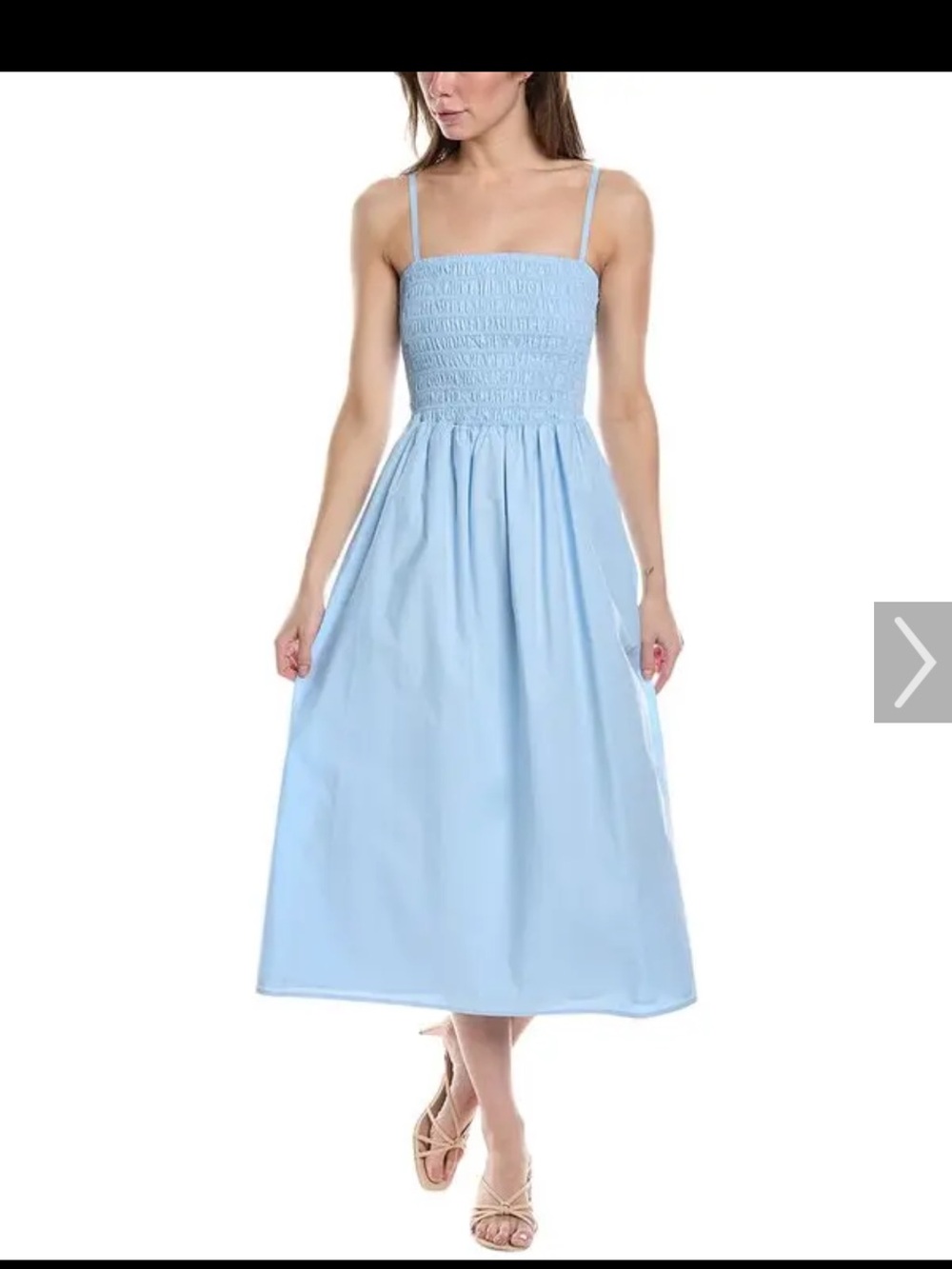 Theory Light Blue Smocked Midi Dress